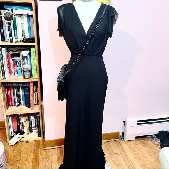 💥Host Pick!💥 NWT Erin by Erin Fetherston Black Contessa Chiffon Gown - Picture 3 of 10